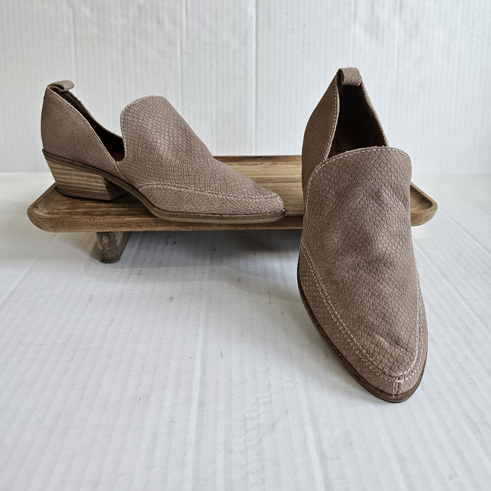 Lucky Brand Taupe Slip-On Pointed Ankle Booties